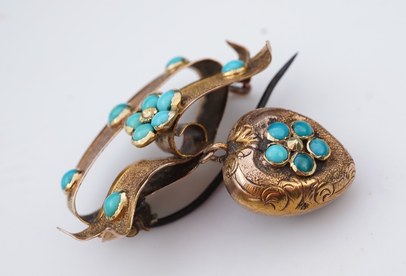A turquoise sentimental brooch, mid 19th century